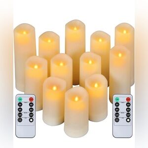 12 flickering pillar candles